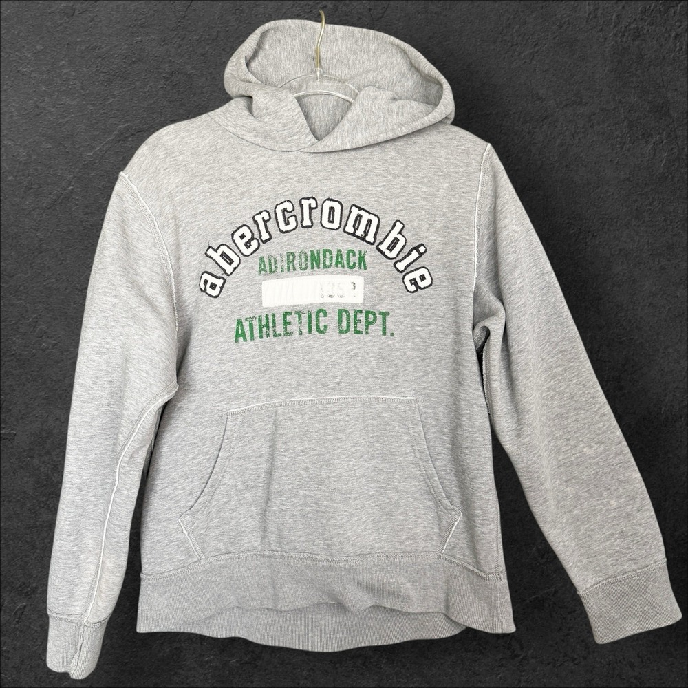 Vintage Y2K abercrombie &‎ Fitch Hoodie Sweatshirt Kids XL Grey Thrashed FLAW